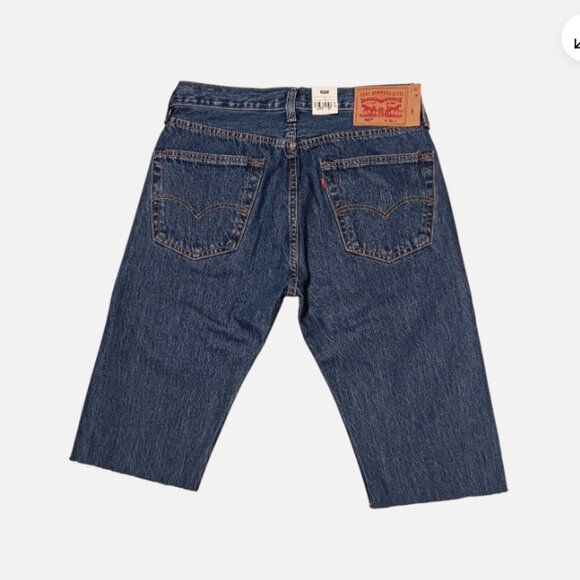 Levi's 501 Premium Denim Shorts Mens 31 Button Fly Cut-off Jeans Medium Wash NEW - Picture 7 of 14